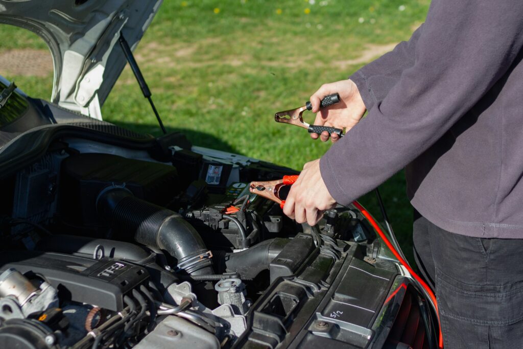 jumper cables to the battery