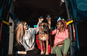 Tailgate Camping Picnic Friends and Dog